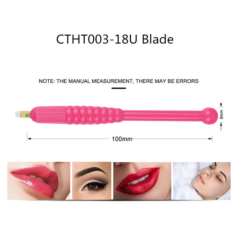 18U Pink Disposable Permanent Makeup Pen with Cap Microblading Manual Tools