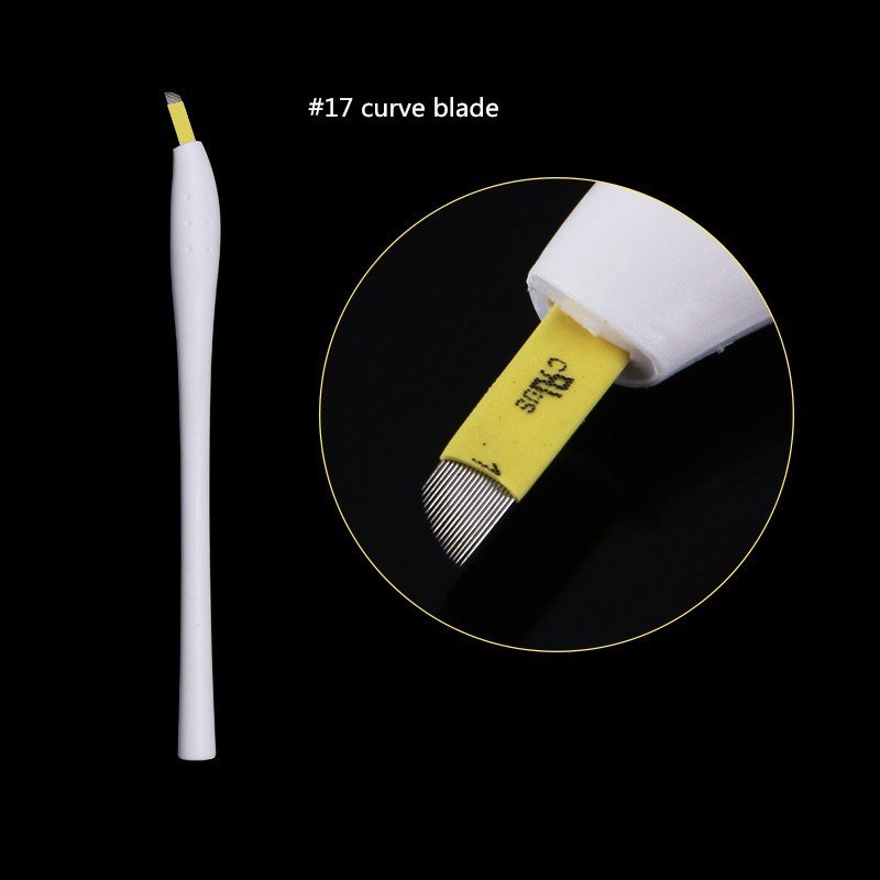 Disposable Manual Tattoo Pen with #17 Curve Blade for Microblading Eyebrow Hairstroke,OEM Welcomed