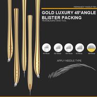 Blister Packing Golden Luxury Disposable Manual Pen For Microstroking Eyebrows