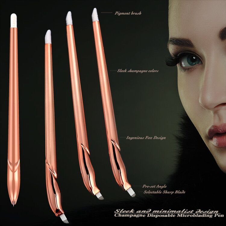 Pre-set Angle Sharp Micro Blade Disposable Manual Tool With Double Head Microblading Pen with Pigment Brush