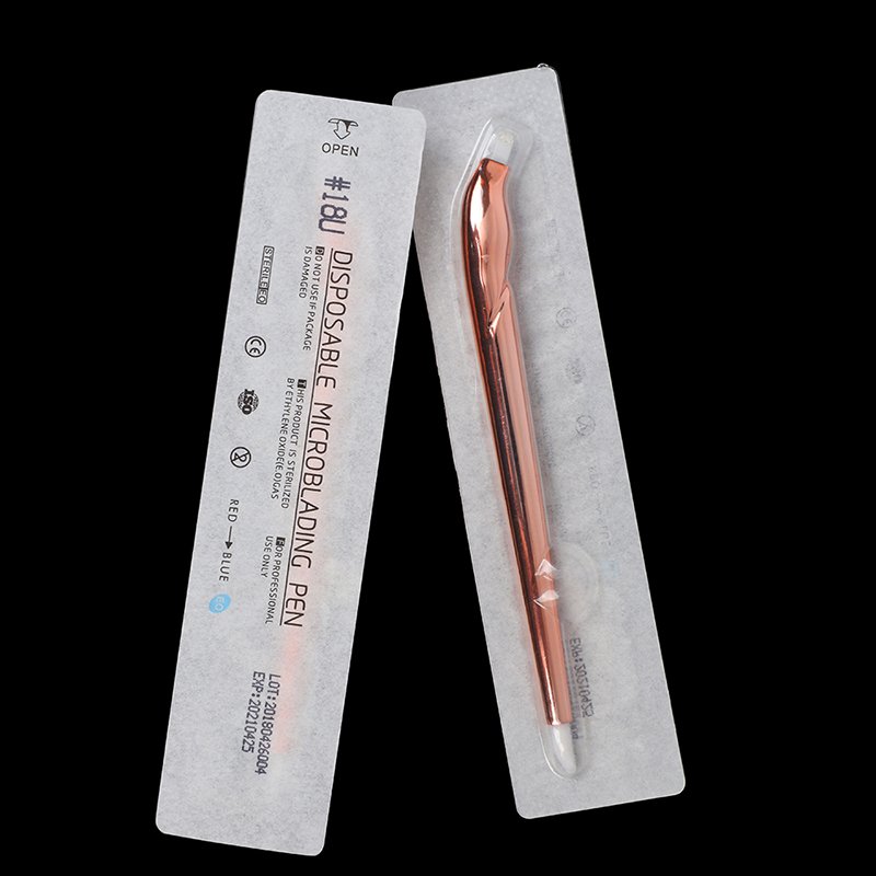 Blister Pack Manual Microblading Pen with Flexible Curved Blade Needle 12, 14, 17 pins  18U for Permanent Makeup Eyebrows